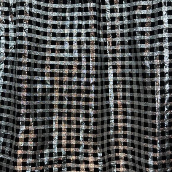 Women's J. Crew Black and Silver Check Metallic Skirt Elastic Waist Size M NEW - Picture 5 of 7